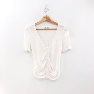 Dex / Black Tape‎ 34-Ruched-Sleeve Top White M